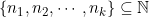 \{n_1, n_2, \cdots, n_k\} \subseteq \mathbb{N}